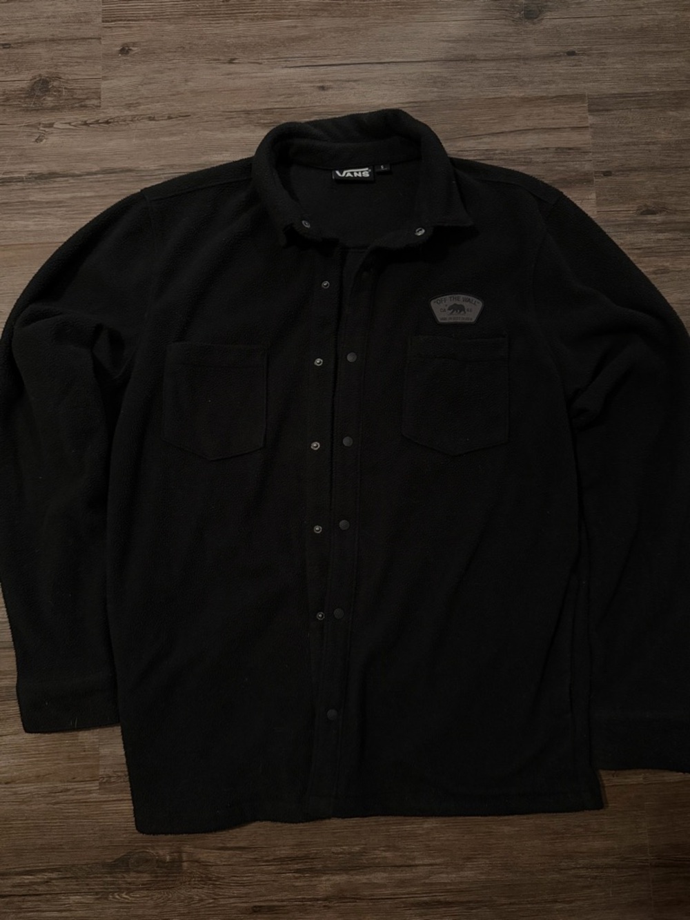 Vans Black Snap-Front Fleece Shirt Jacket